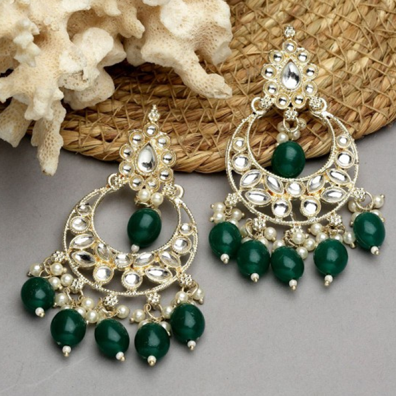 Gold-Plated Teardrop Shaped Chandbalis Earring
